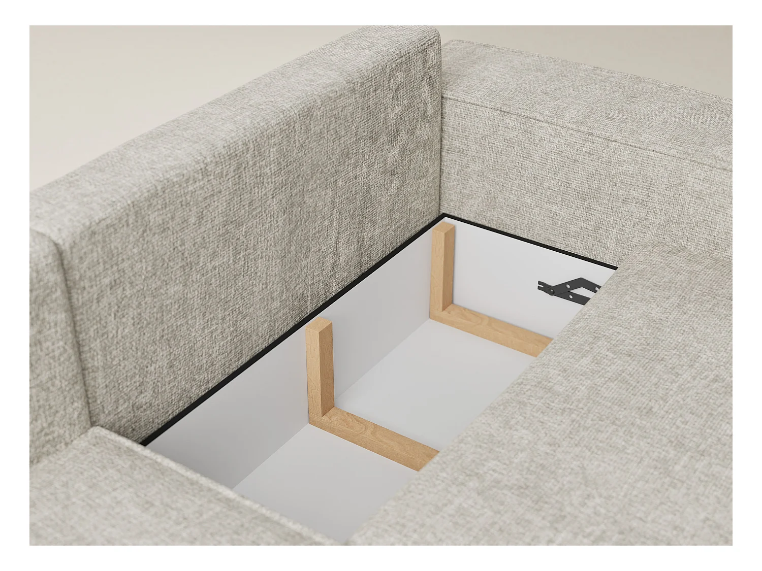 Canapé d'angle gauche avec fonction lit en tissu chenille beige TONGA