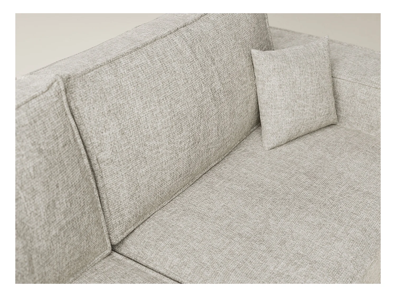 Canapé d'angle gauche avec fonction lit en tissu chenille beige TONGA