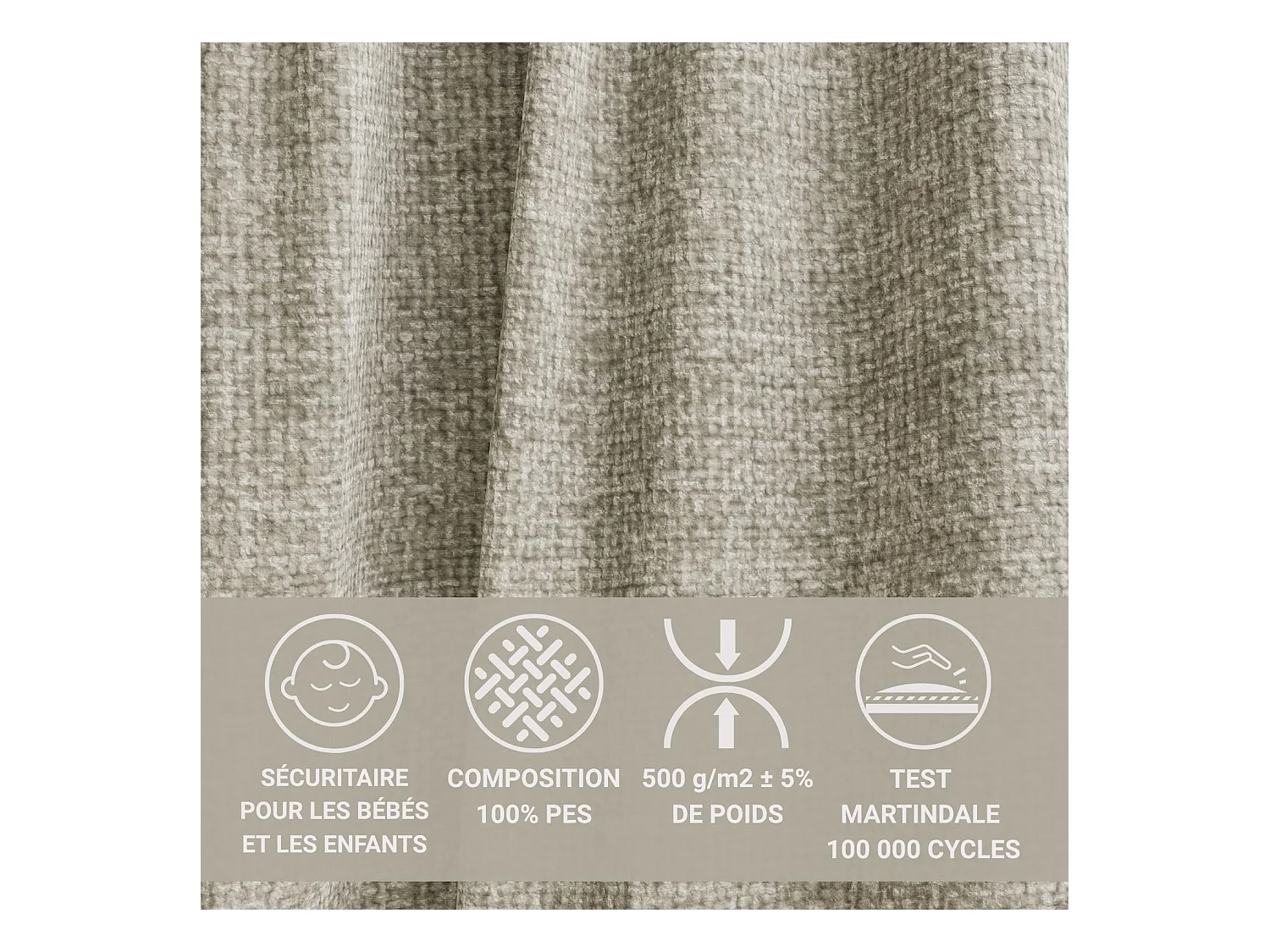 Canapé d'angle gauche avec fonction lit en tissu chenille beige TONGA