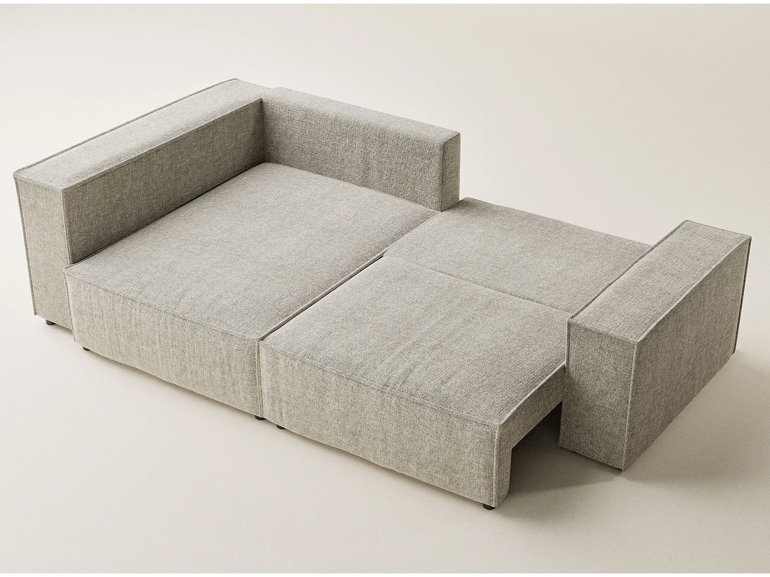 Canapé d'angle gauche avec fonction lit en tissu chenille beige TONGA