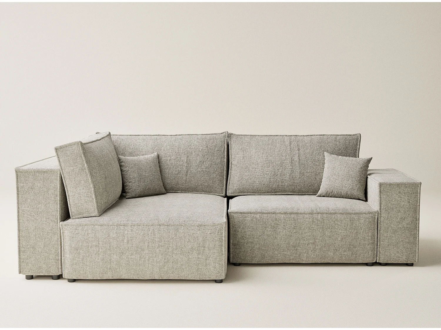 Canapé d'angle gauche avec fonction lit en tissu chenille beige TONGA