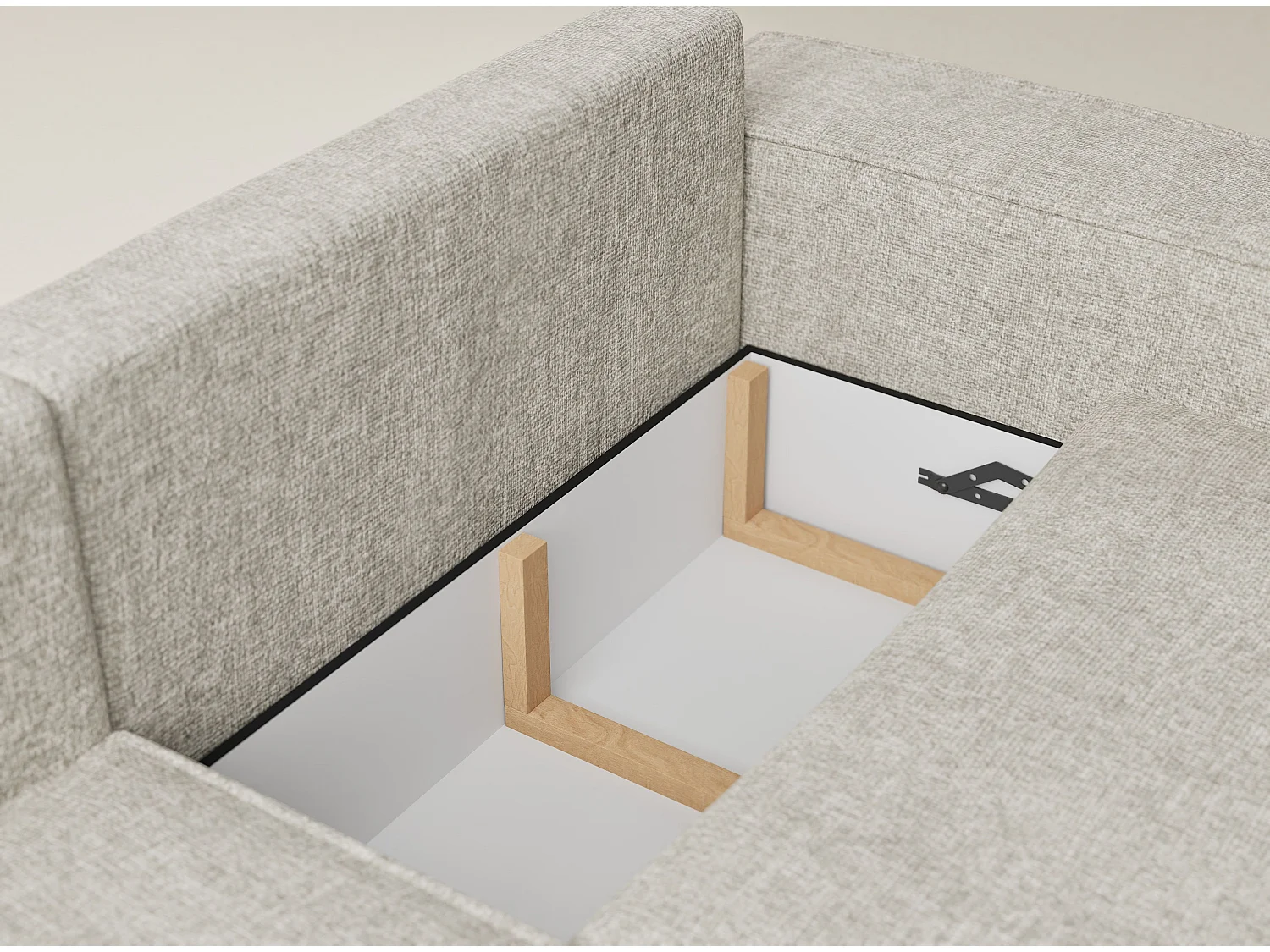 Canapé d'angle gauche avec fonction lit en tissu chenille beige TONGA