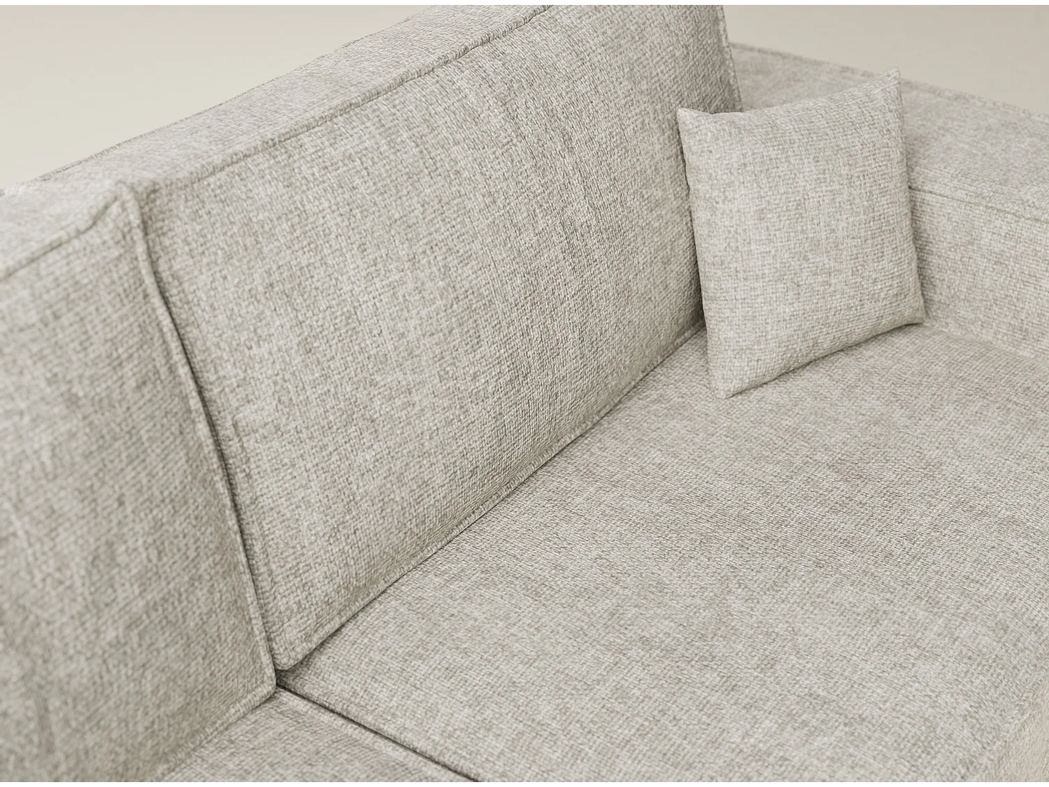 Canapé d'angle gauche avec fonction lit en tissu chenille beige TONGA