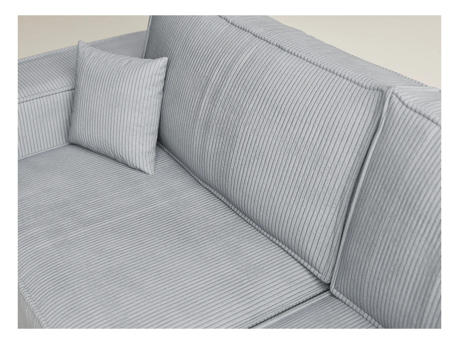 Canapé d'angle droit avec fonction lit en velours gris clair TONGA