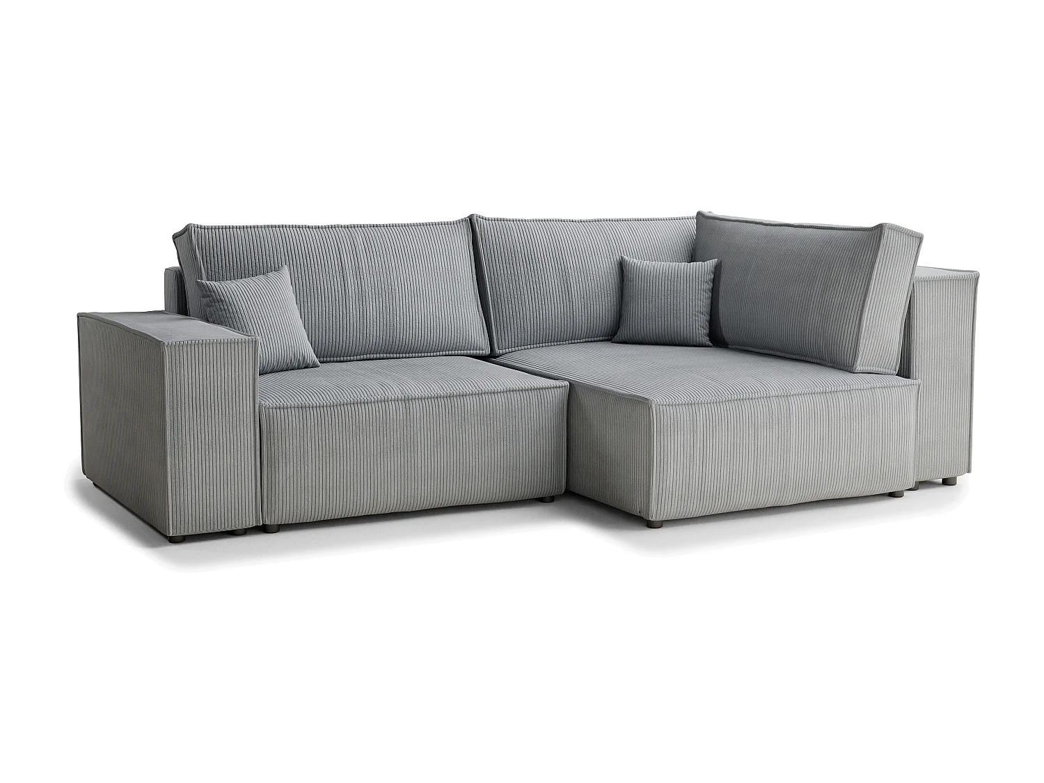 Canapé d'angle droit avec fonction lit en velours gris clair TONGA