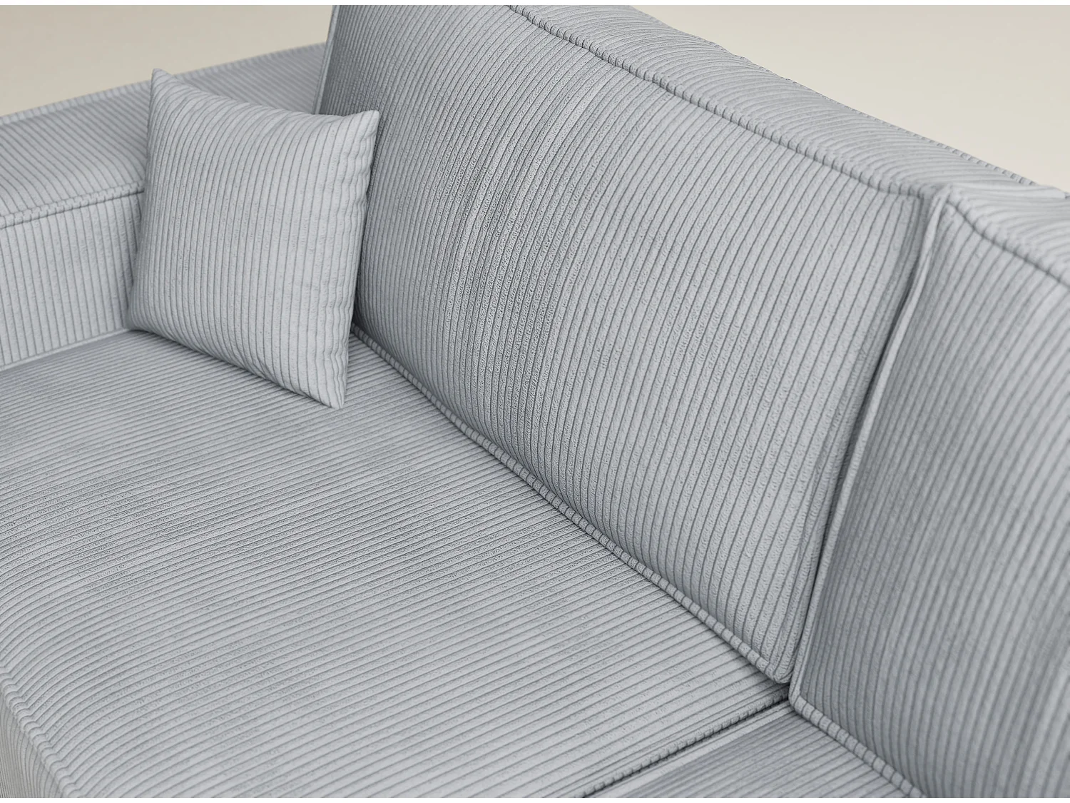 Canapé d'angle droit avec fonction lit en velours gris clair TONGA