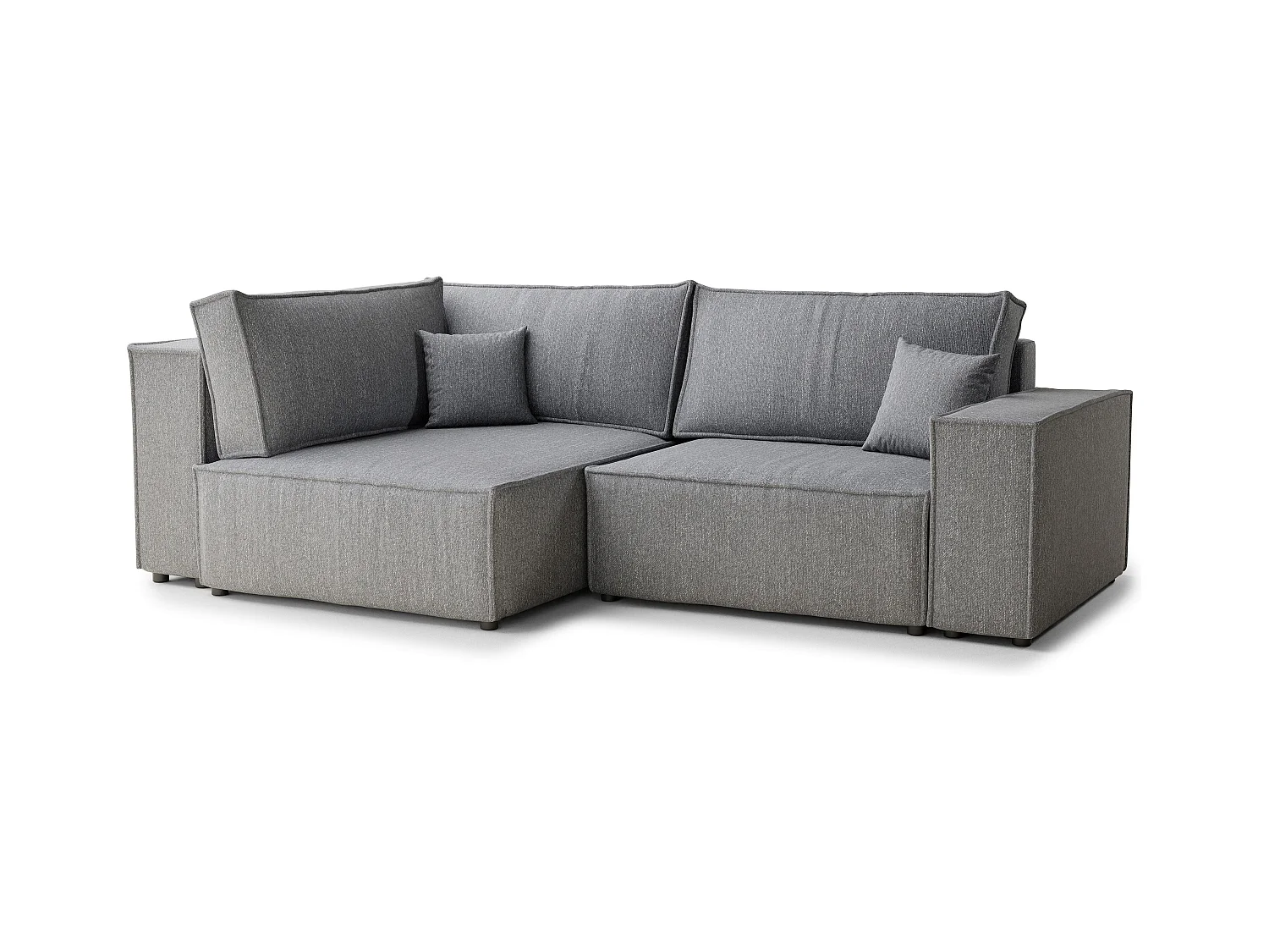 Canapé d'angle gauche avec fonction lit en tissu tressé gris TONGA