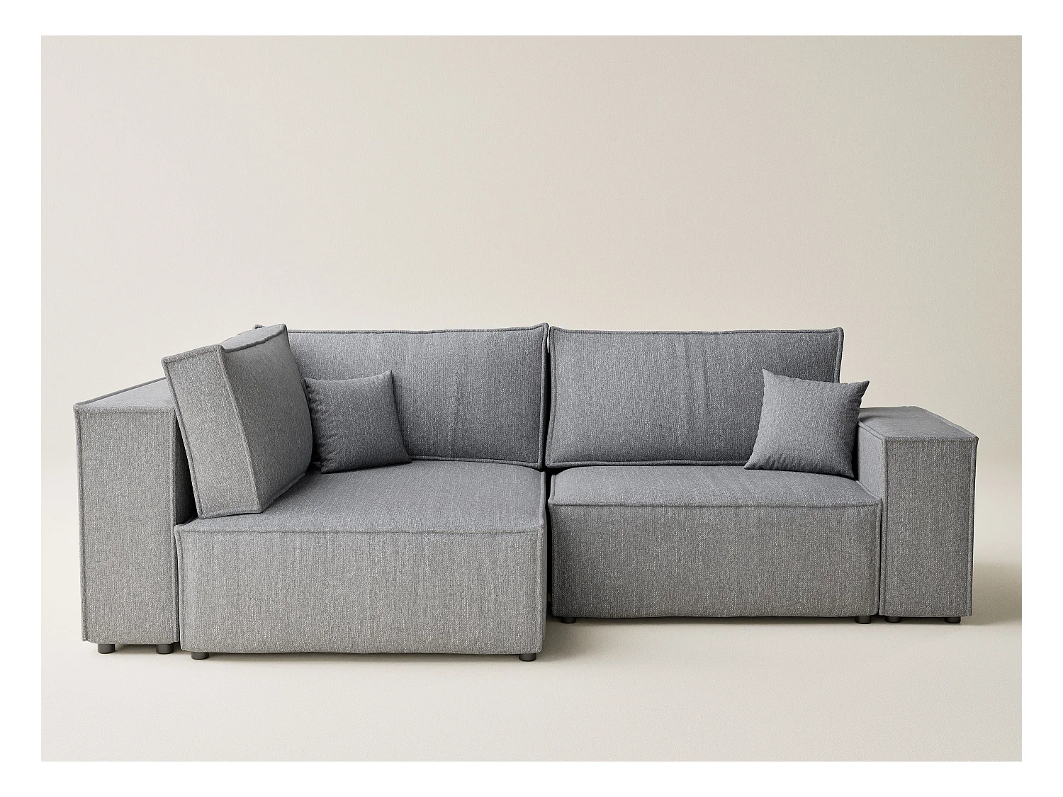 Canapé d'angle gauche avec fonction lit en tissu tressé gris TONGA