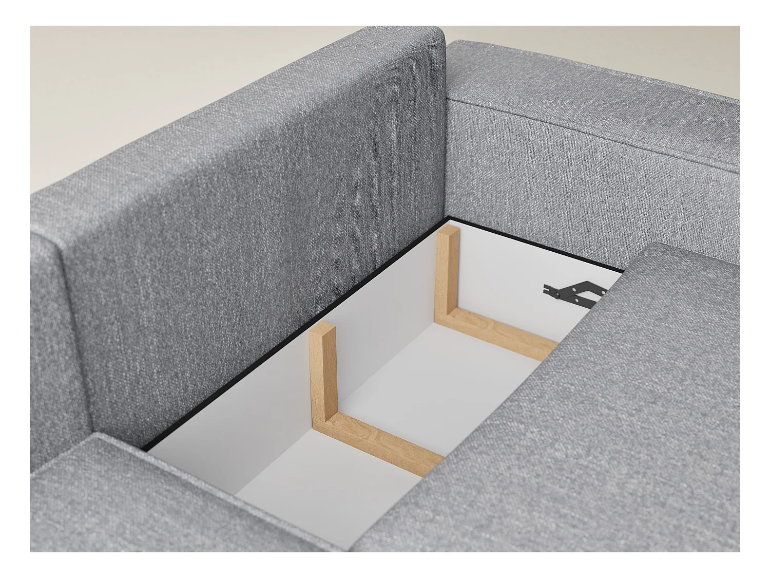 Canapé d'angle gauche avec fonction lit en tissu tressé gris TONGA