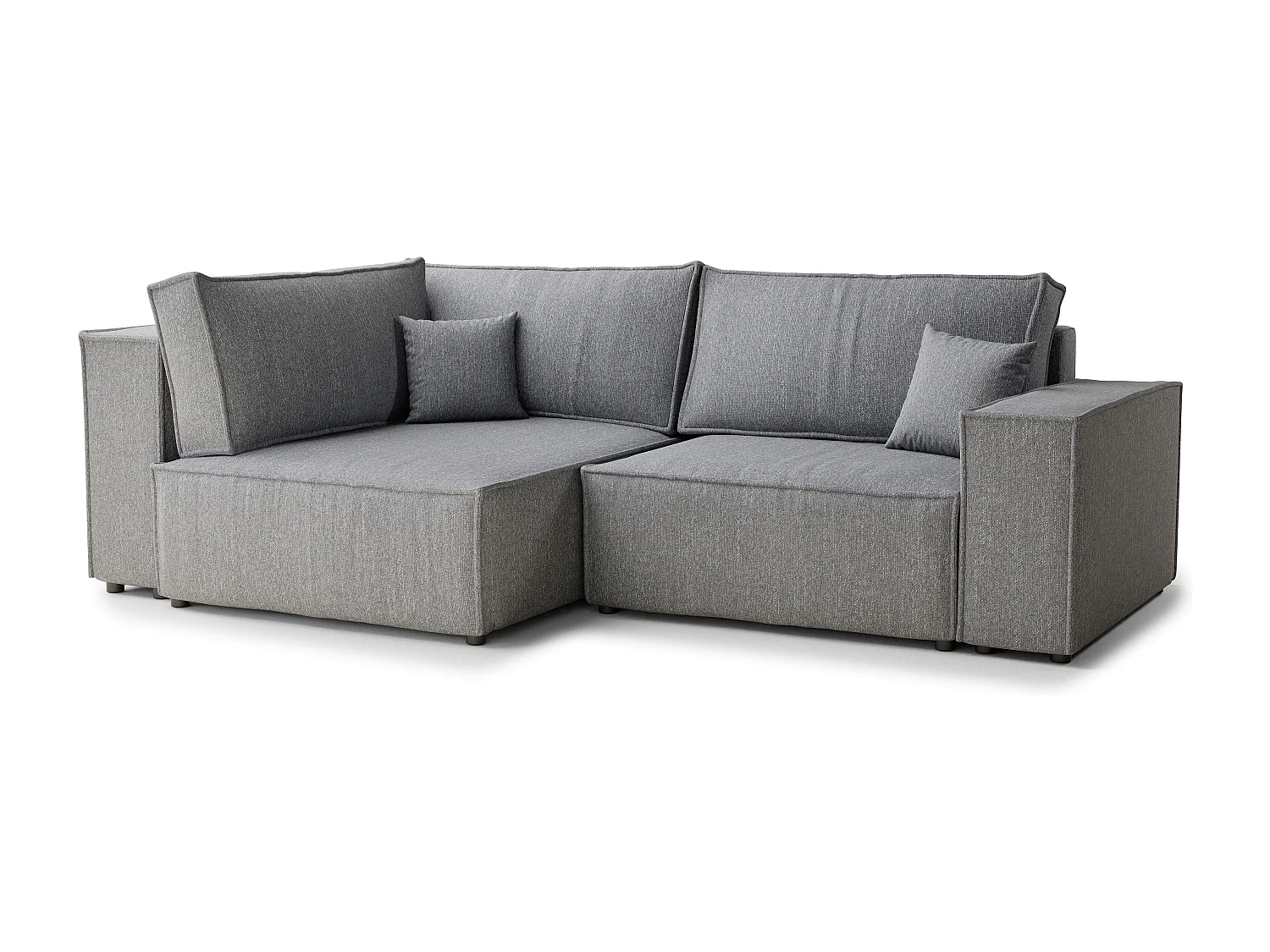 Canapé d'angle gauche avec fonction lit en tissu tressé gris TONGA