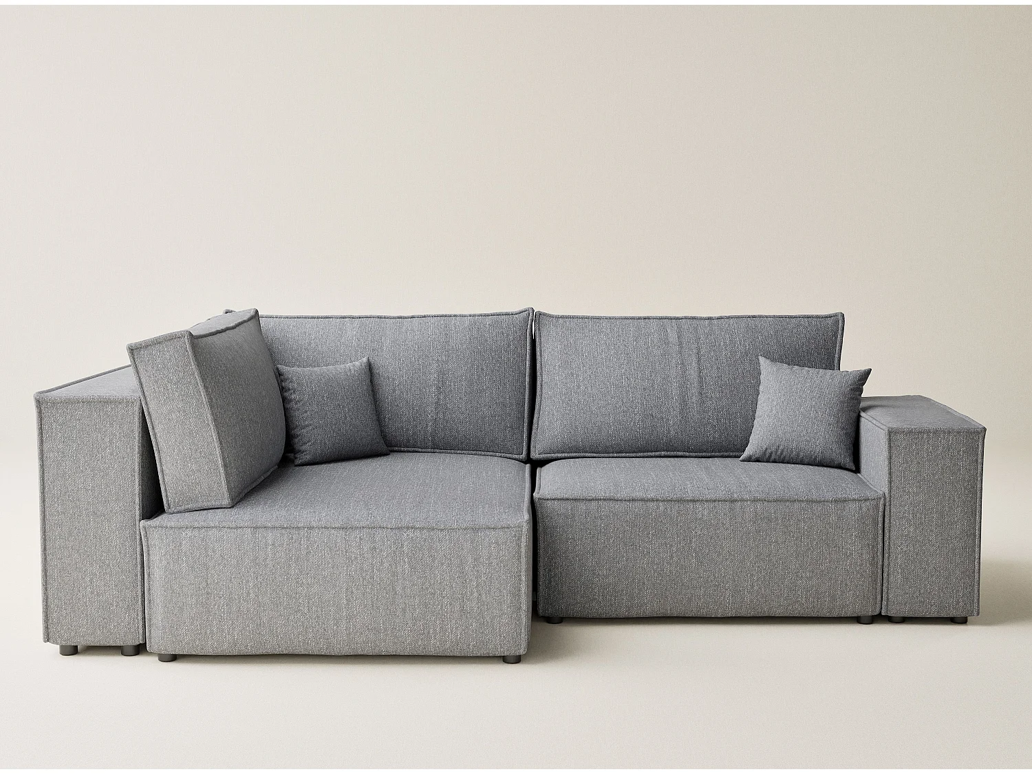 Canapé d'angle gauche avec fonction lit en tissu tressé gris TONGA