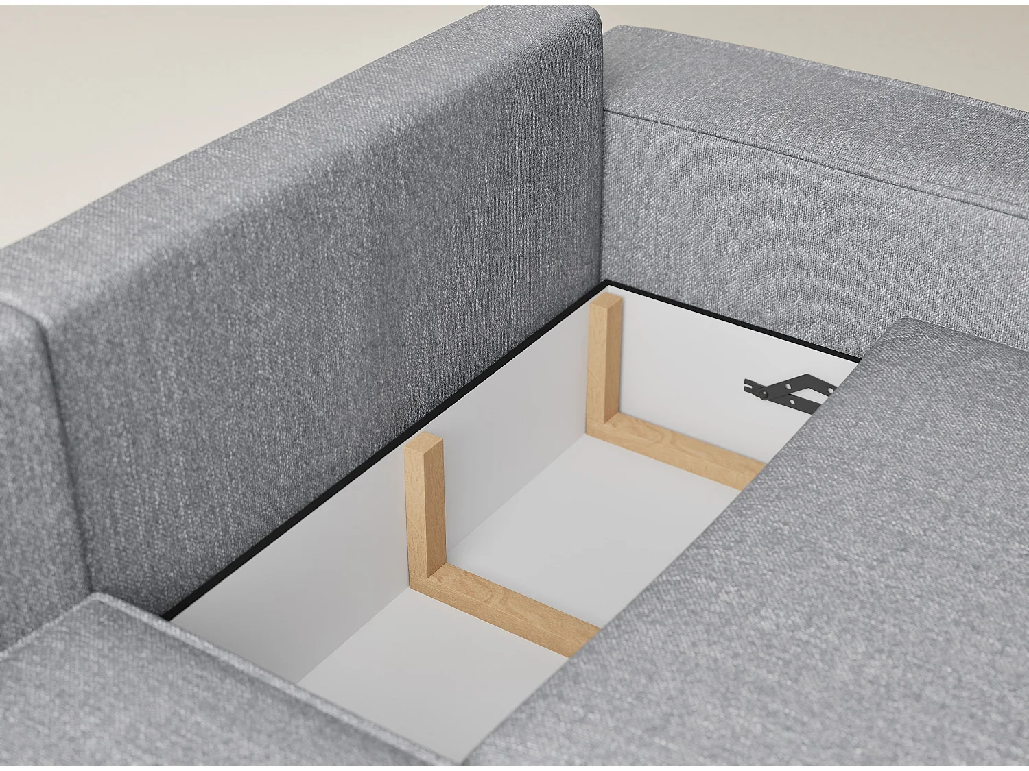 Canapé d'angle gauche avec fonction lit en tissu tressé gris TONGA