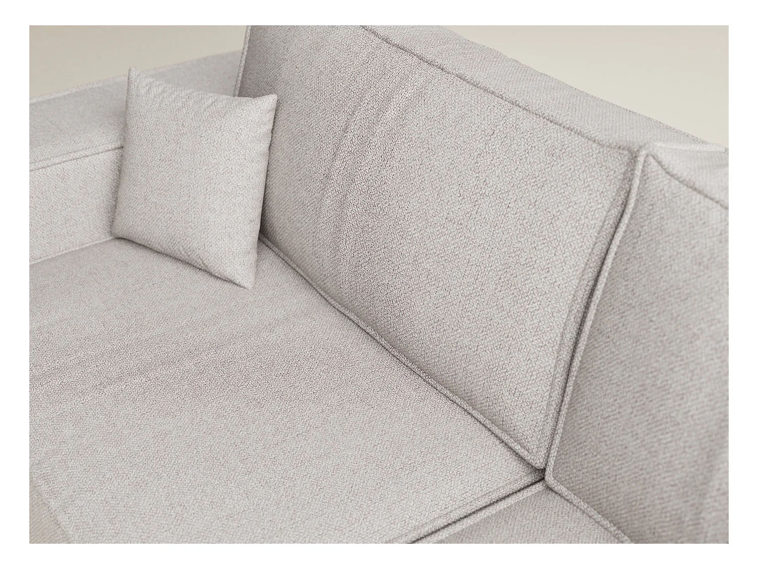 Canapé d'angle droit avec fonction lit en tissu tressé beige TONGA