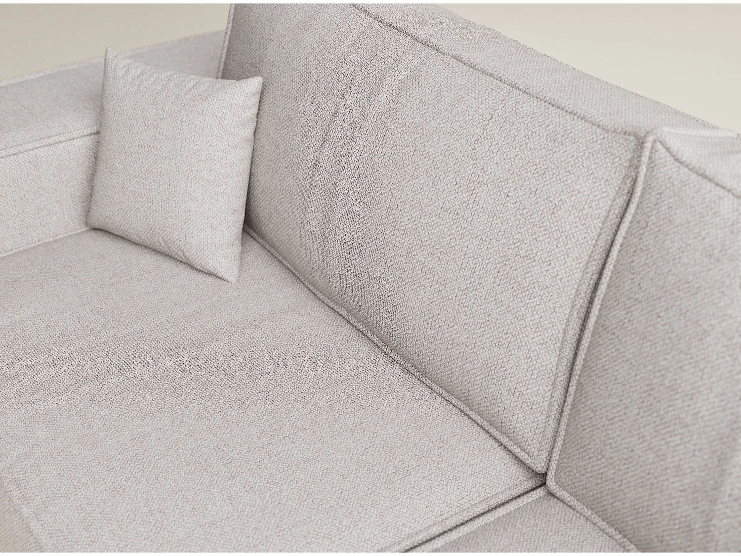 Canapé d'angle droit avec fonction lit en tissu tressé beige TONGA