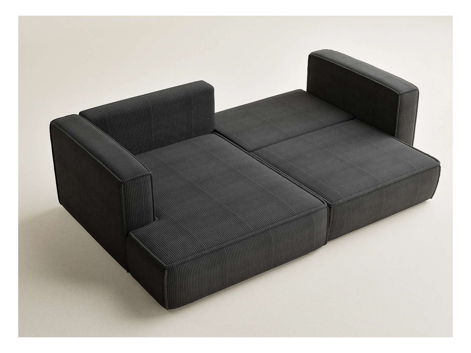 Canapé d'angle gauche avec fonction lit en velours graphite VELTO