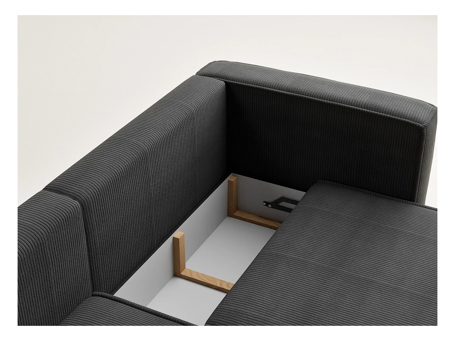 Canapé d'angle gauche avec fonction lit en velours graphite VELTO