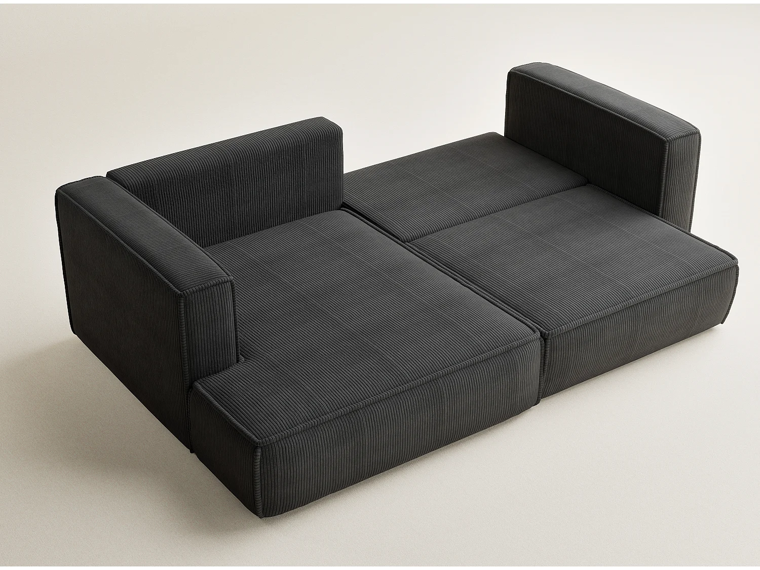 Canapé d'angle gauche avec fonction lit en velours graphite VELTO