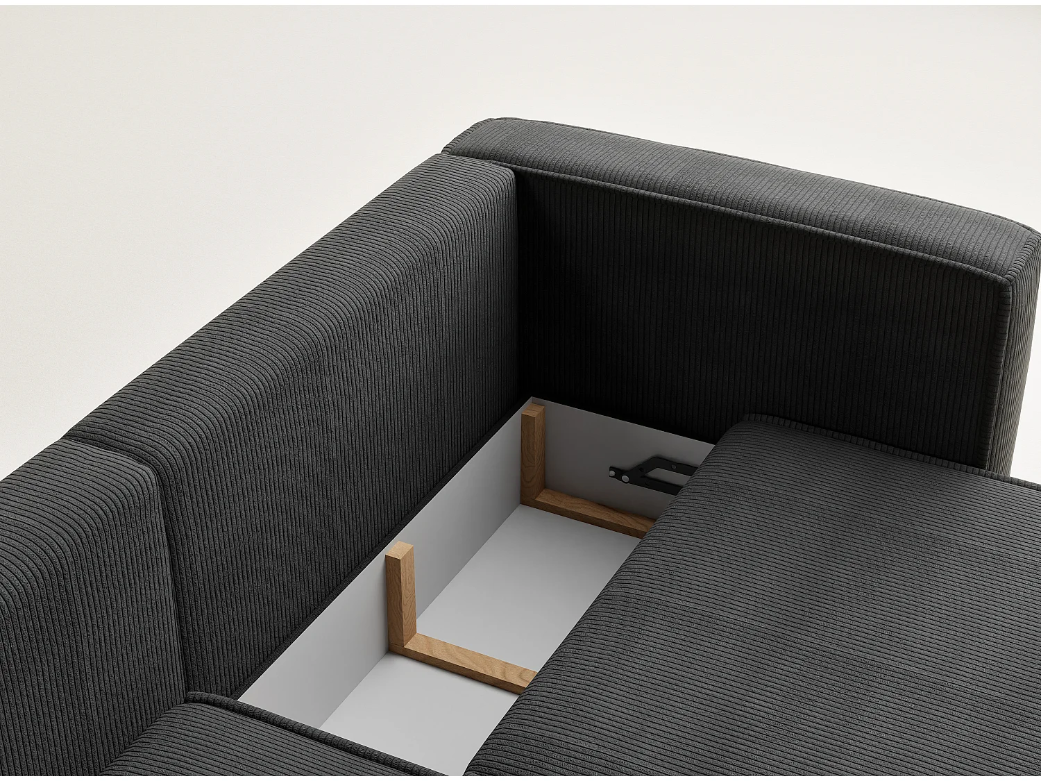 Canapé d'angle gauche avec fonction lit en velours graphite VELTO