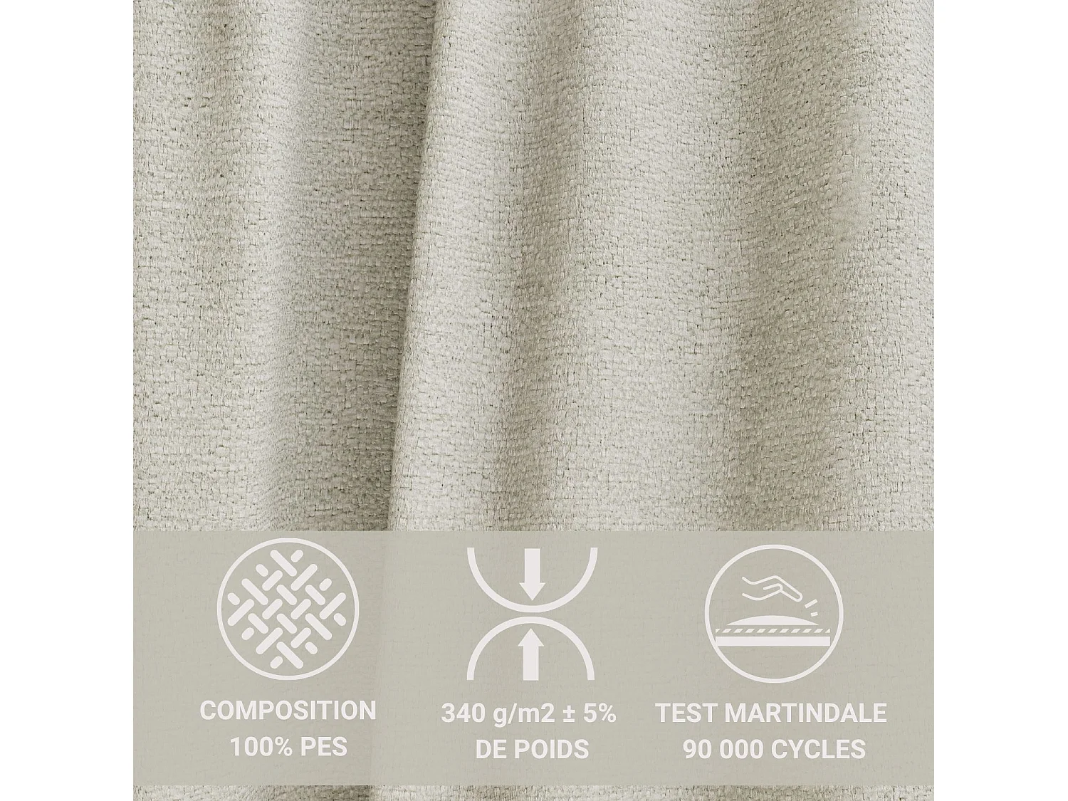 Canapé d'angle panoramique avec fonction lit en tissu chenille creme KYOTO