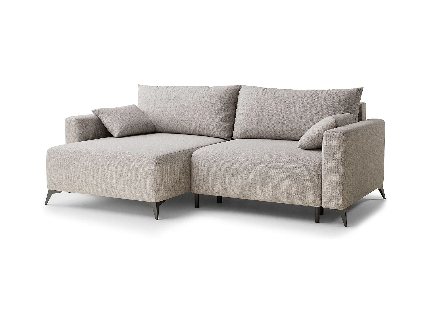 Ecksofa mit Schlaffunktion - Ecke Links - 3-Sitzer - Webstoff - beige - LEON