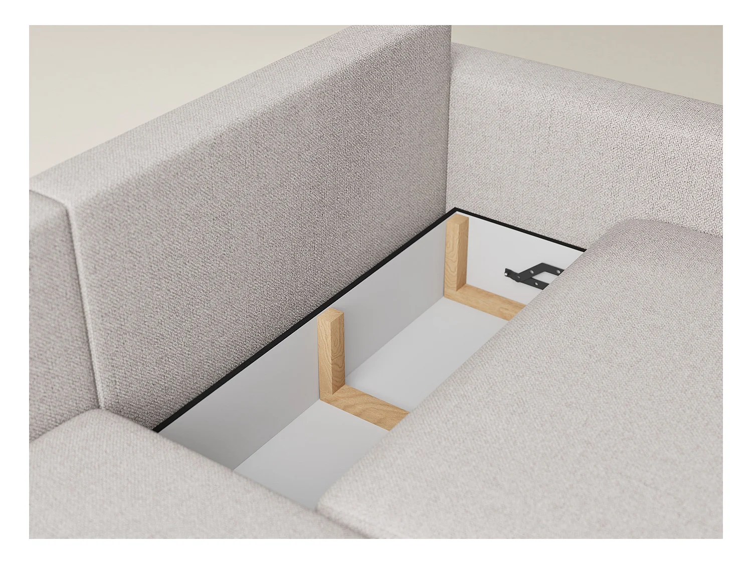 Ecksofa mit Schlaffunktion - Ecke Links - 3-Sitzer - Webstoff - beige - LEON