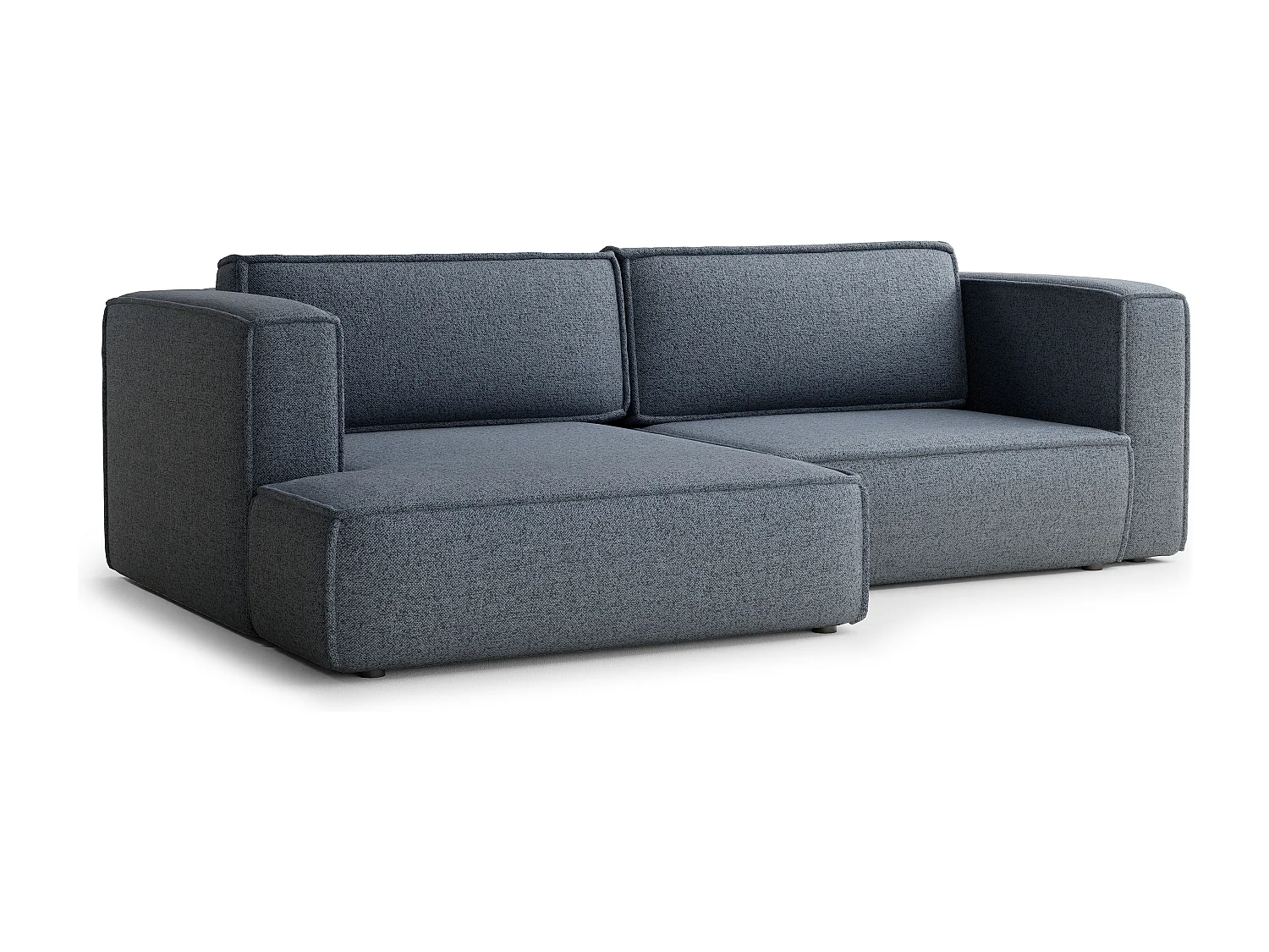 Canapé d'angle droit avec fonction lit en tissu tressé bleu gris VELTO