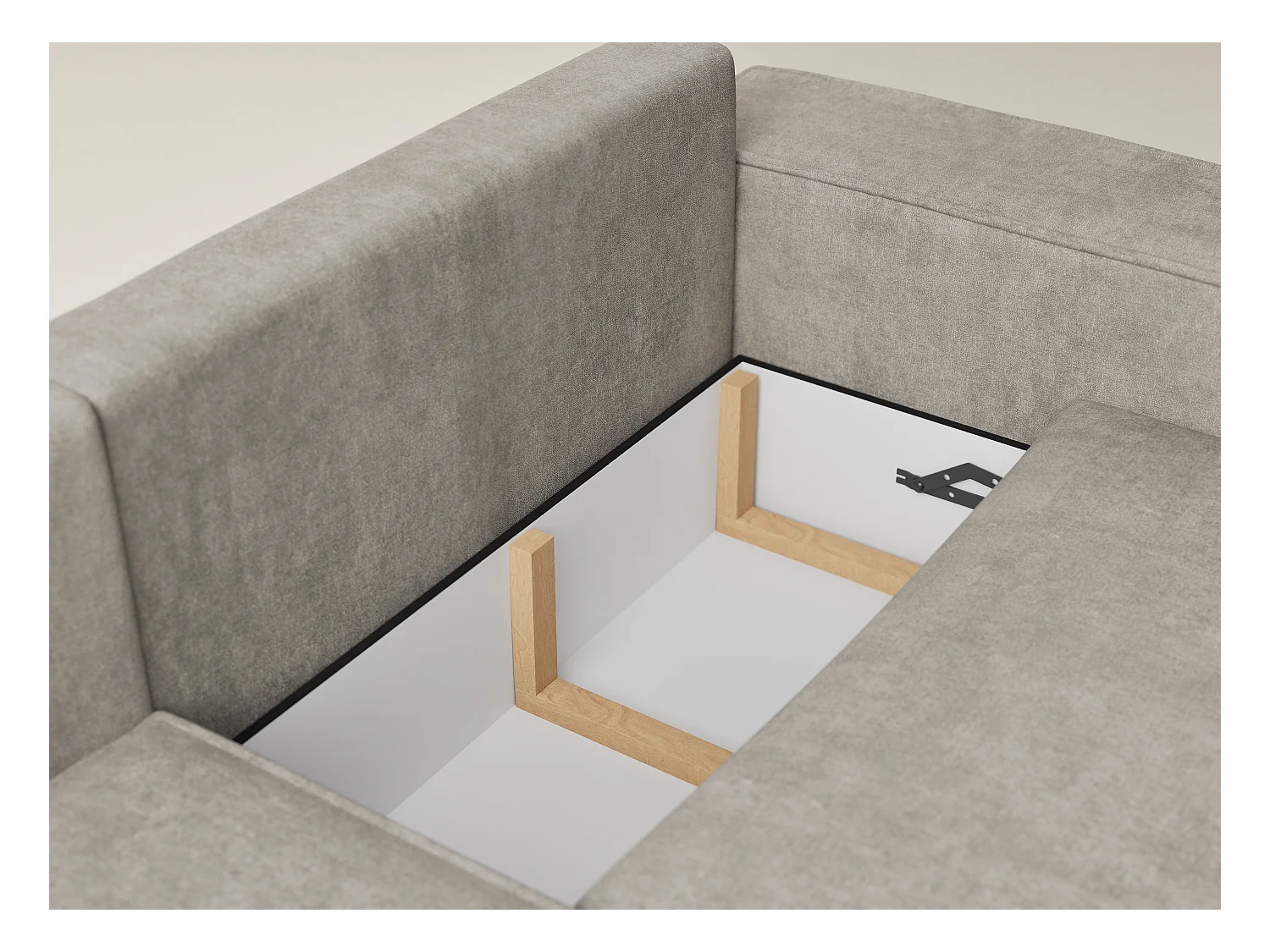 Canapé d'angle gauche avec fonction lit en tissu chenille taupe TONGA