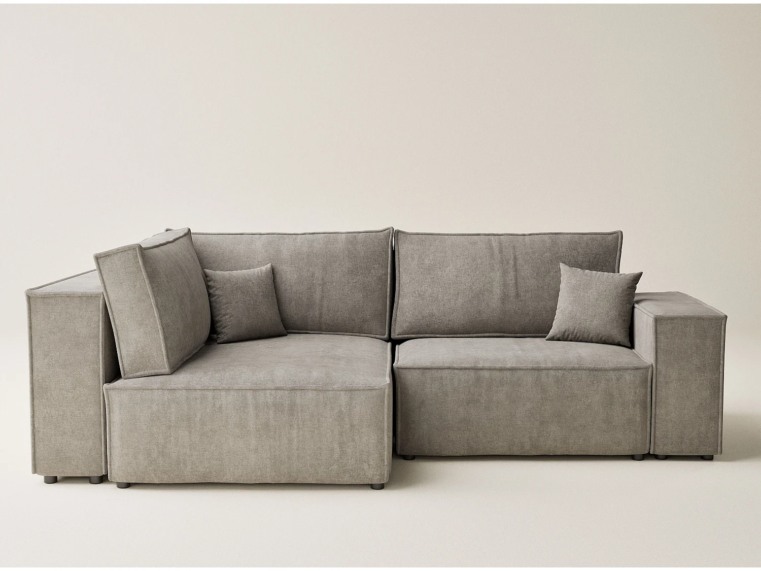 Canapé d'angle gauche avec fonction lit en tissu chenille taupe TONGA