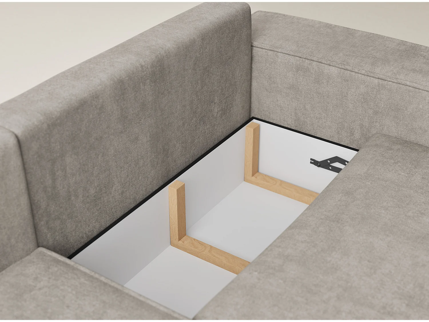 Canapé d'angle gauche avec fonction lit en tissu chenille taupe TONGA