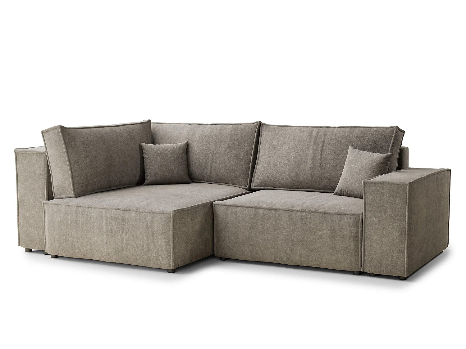 Hoekslaapbank met hoek links in chenille stof taupe TONGA