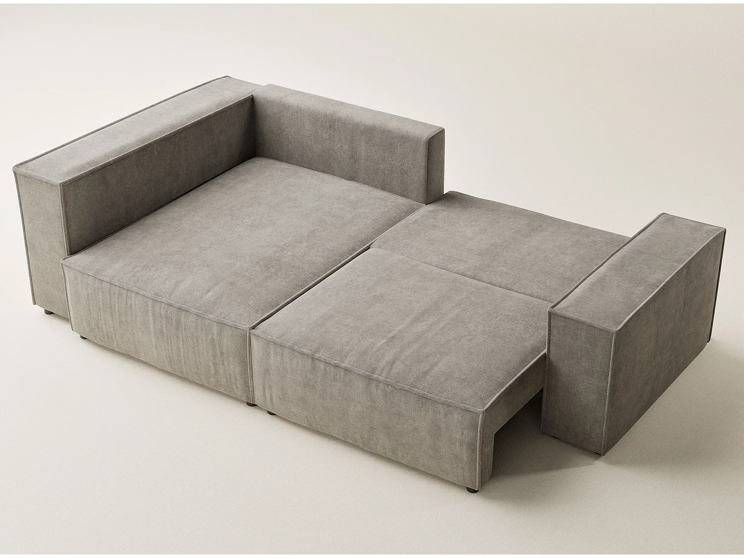 Hoekslaapbank met hoek links in chenille stof taupe TONGA