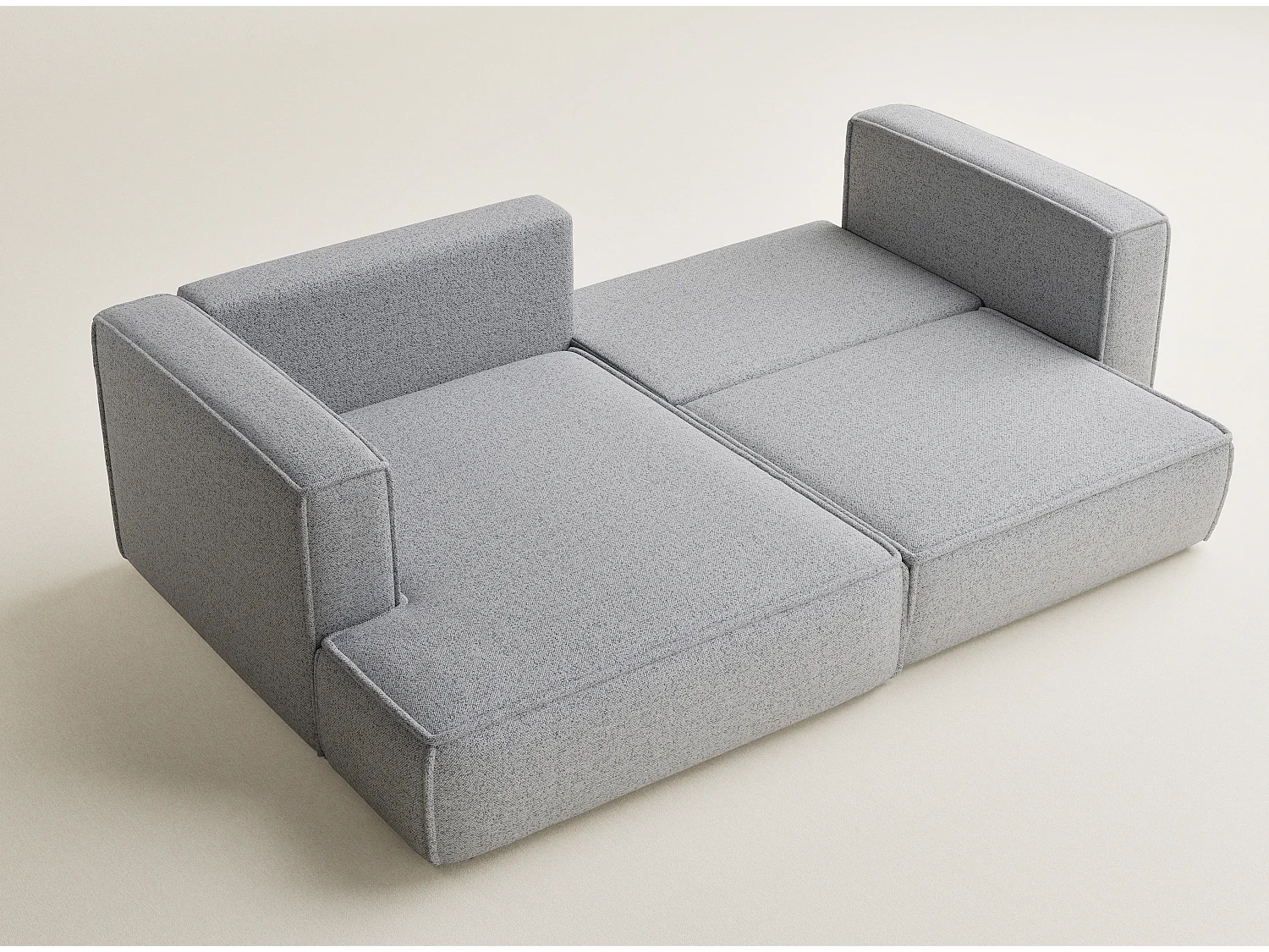 Canapé d'angle droit avec fonction lit en tissu tressé gris clair VELTO