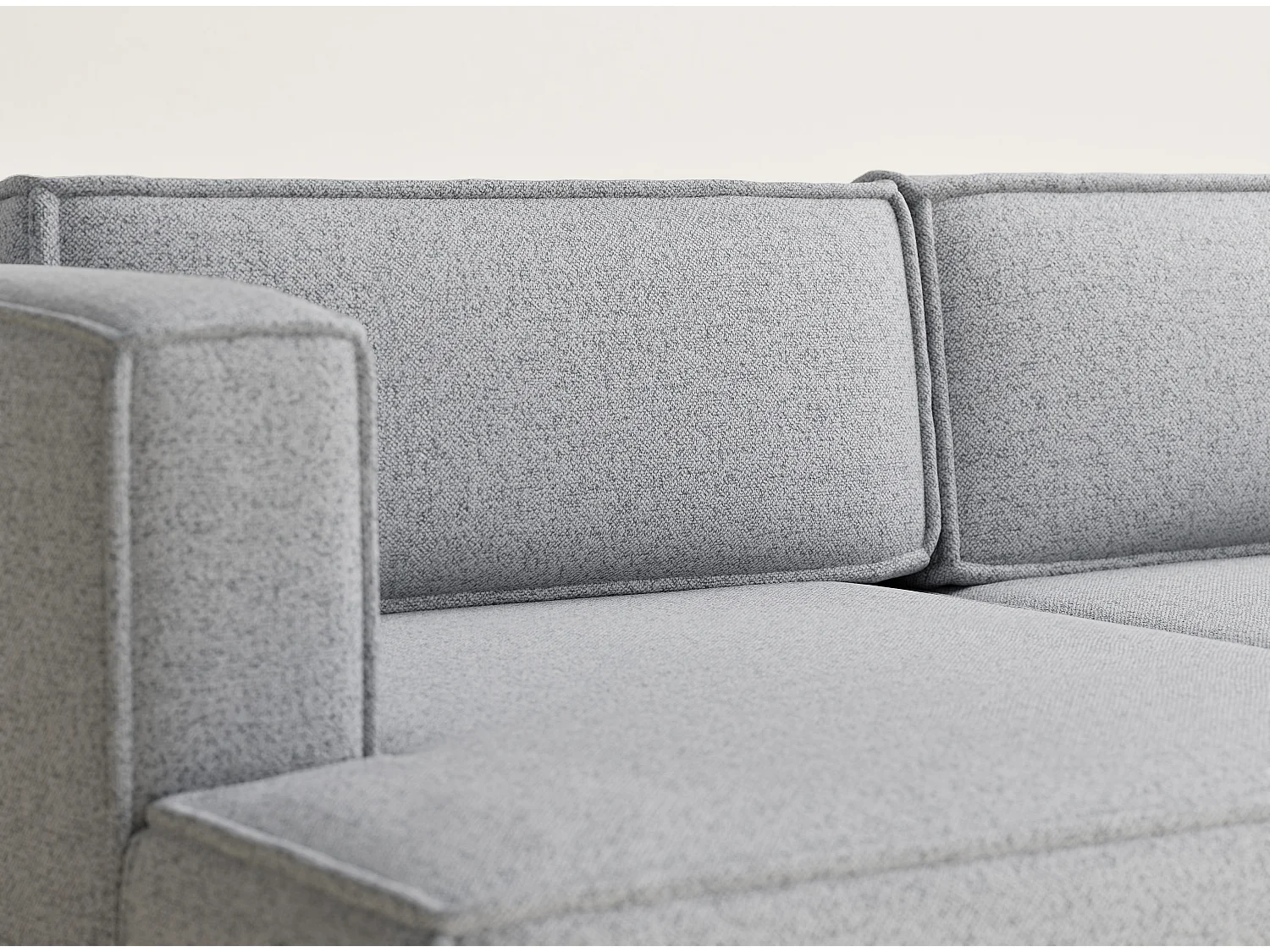 Canapé d'angle droit avec fonction lit en tissu tressé gris clair VELTO