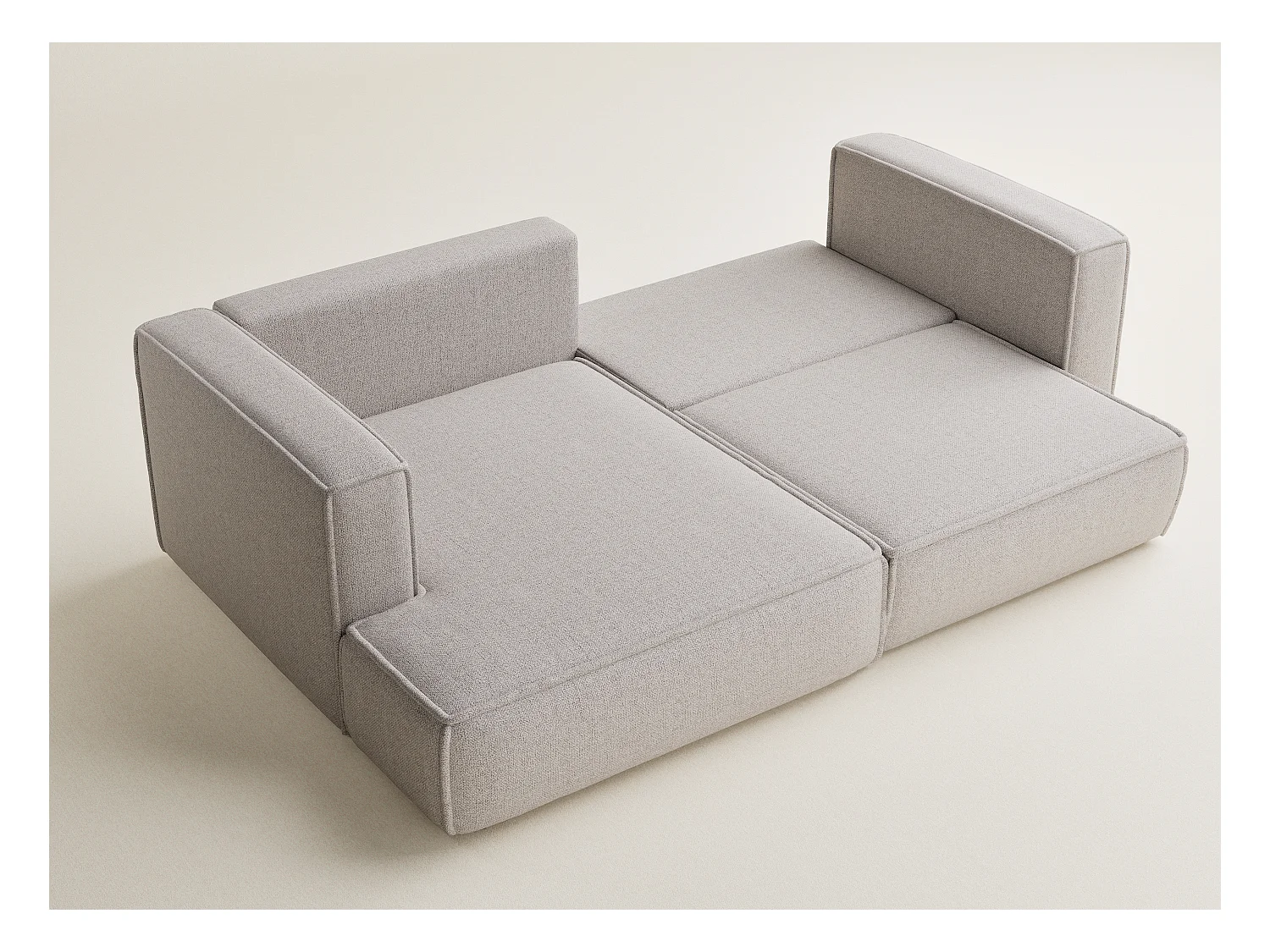 Canapé d'angle gauche avec fonction lit en tissu tressé beige VELTO