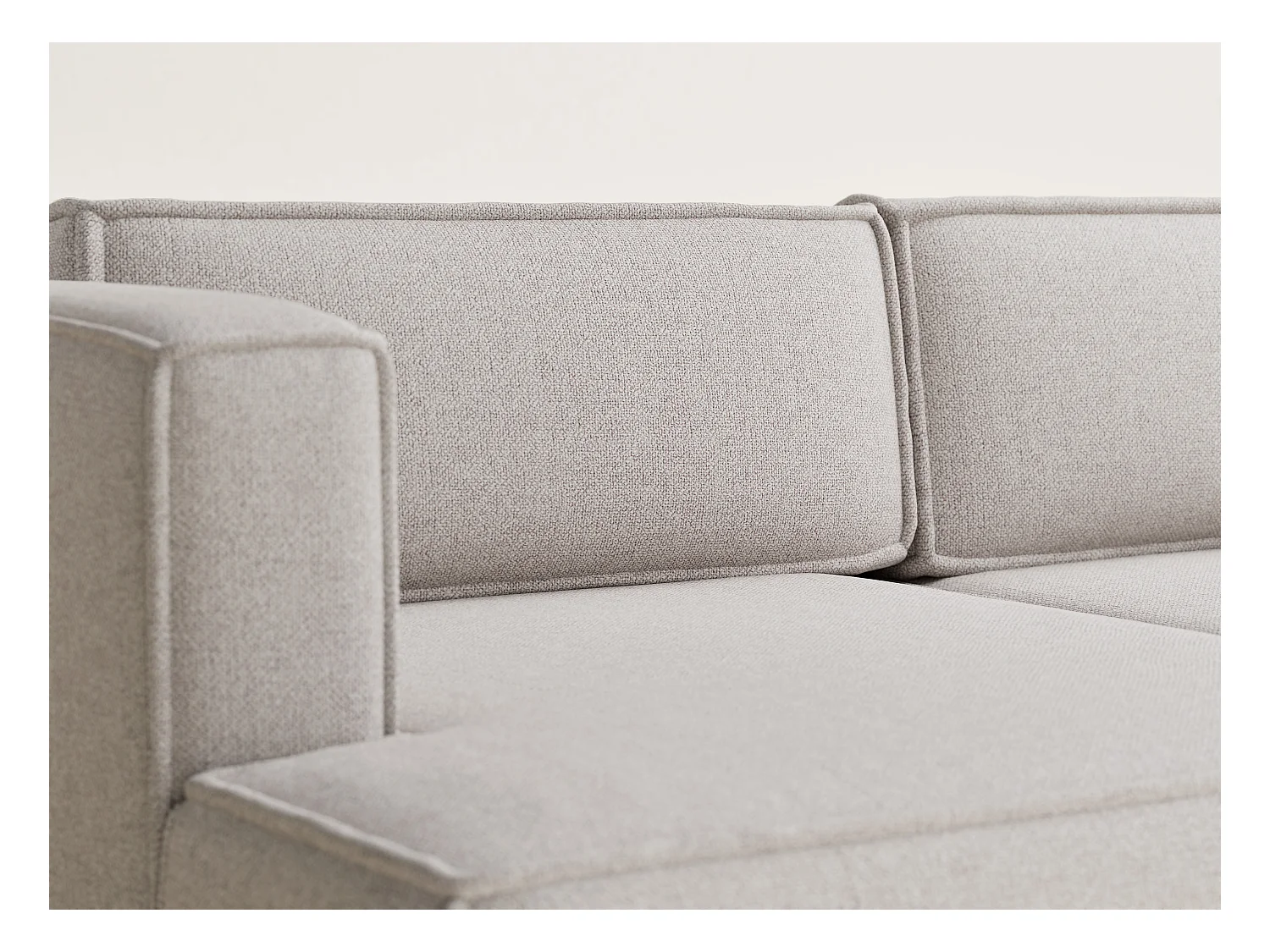 Canapé d'angle gauche avec fonction lit en tissu tressé beige VELTO