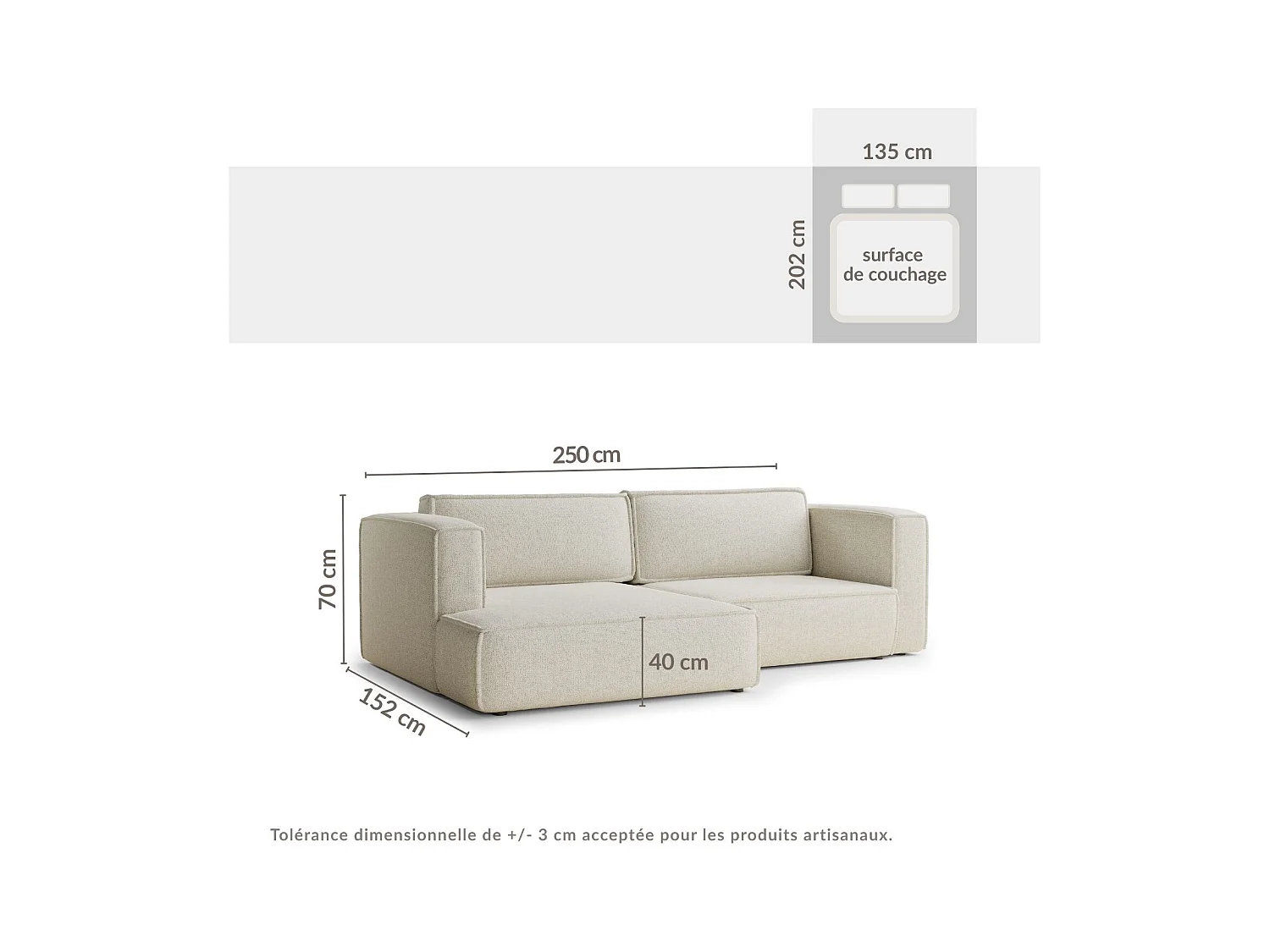 Canapé d'angle gauche avec fonction lit en tissu tressé beige VELTO