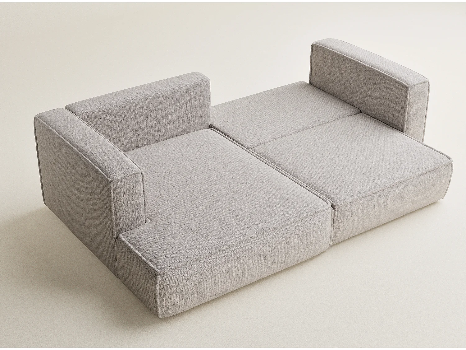 Canapé d'angle gauche avec fonction lit en tissu tressé beige VELTO