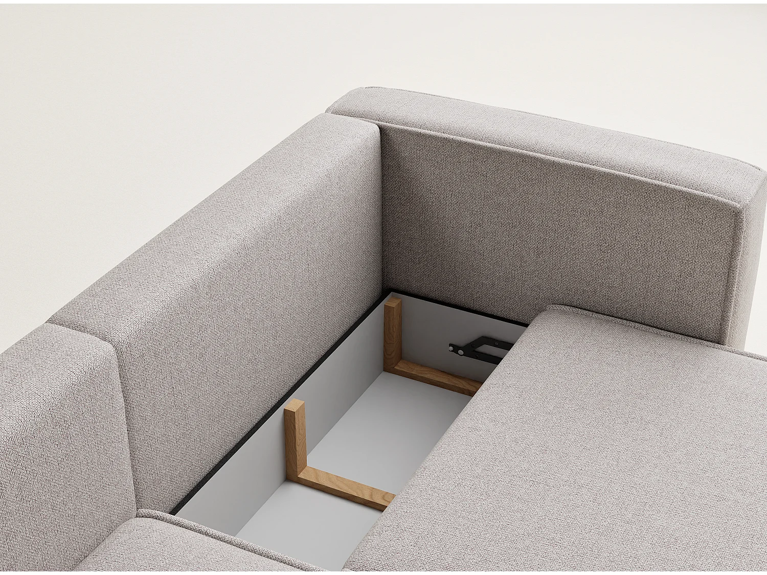 Canapé d'angle gauche avec fonction lit en tissu tressé beige VELTO