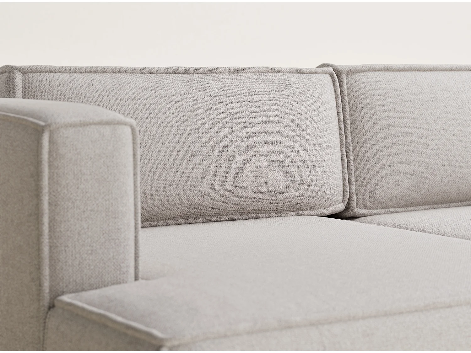 Canapé d'angle gauche avec fonction lit en tissu tressé beige VELTO