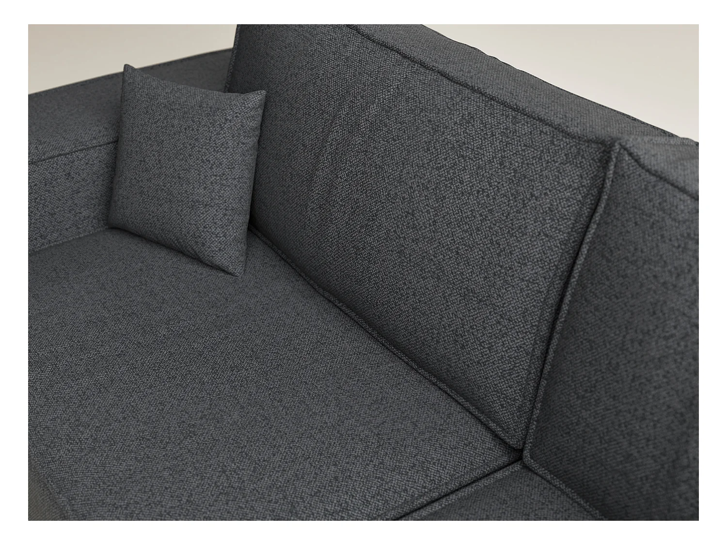 Canapé d'angle droit avec fonction lit en tissu tressé graphite TONGA