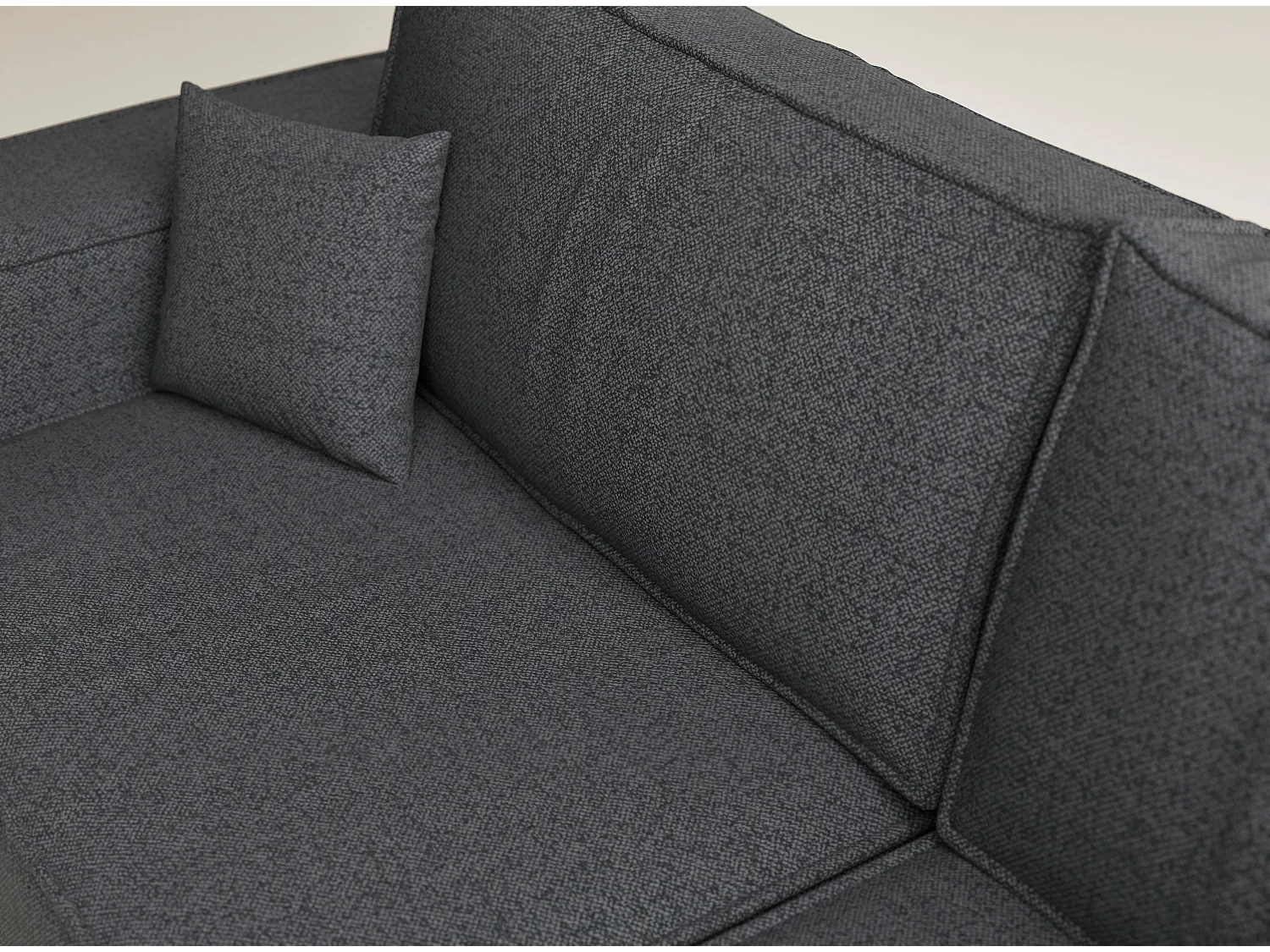 Canapé d'angle droit avec fonction lit en tissu tressé graphite TONGA