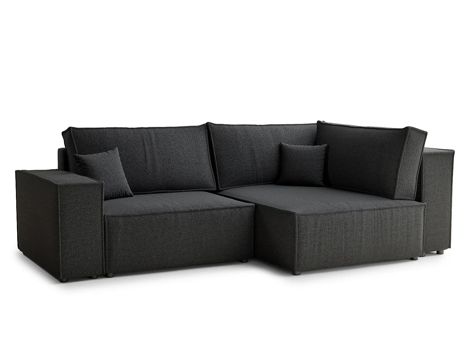 Canapé d'angle droit avec fonction lit en tissu tressé graphite TONGA