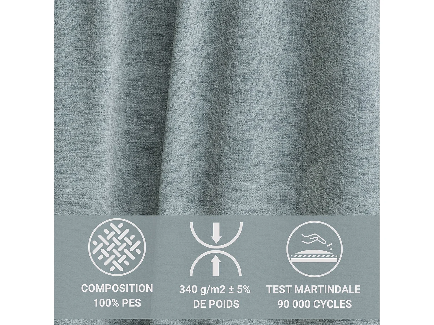 Canapé d'angle panoramique avec fonction lit en tissu chenille bleu clair KYOTO