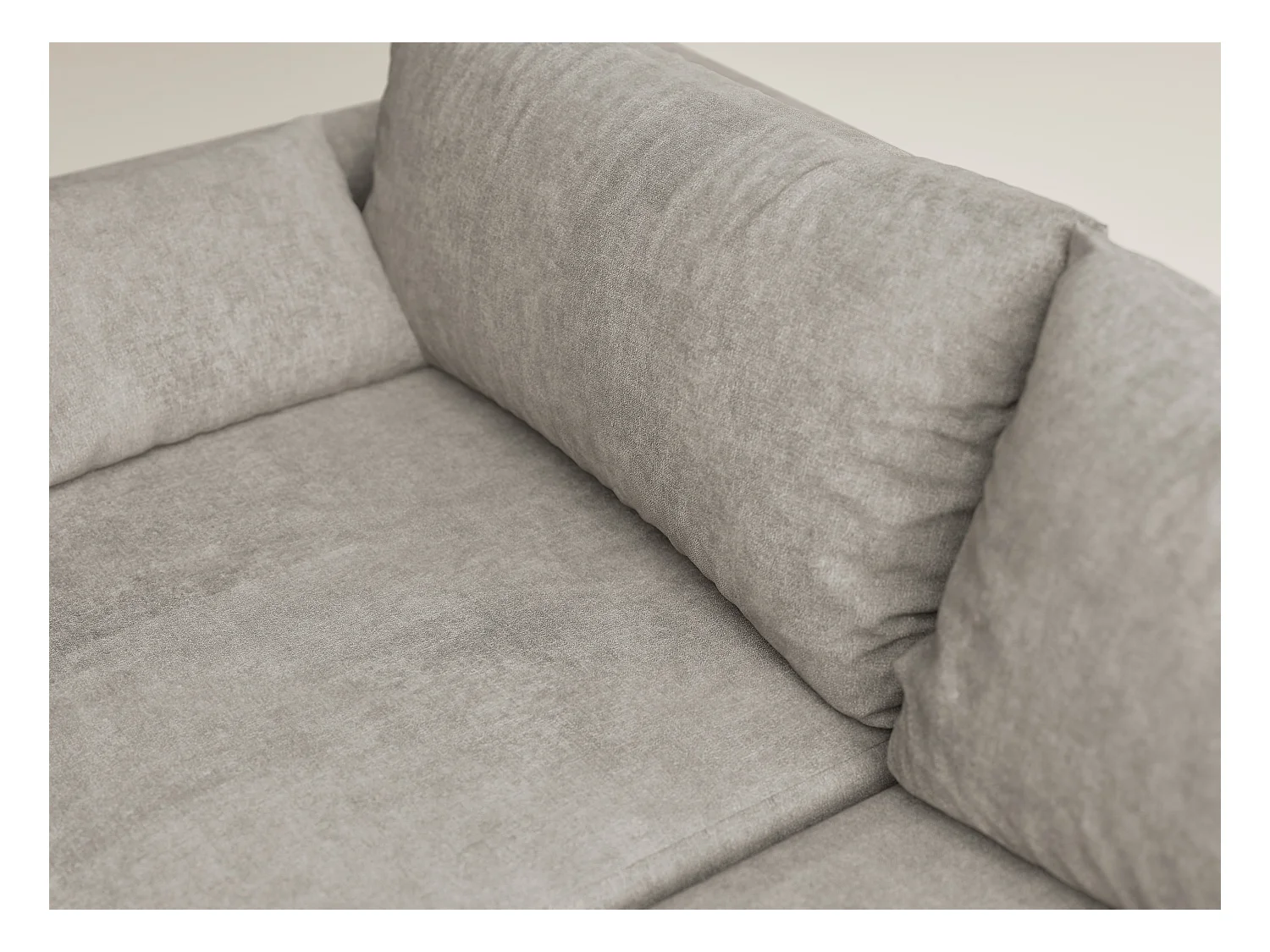 Canapé d'angle droit avec fonction lit en tissu chenille taupe LEON