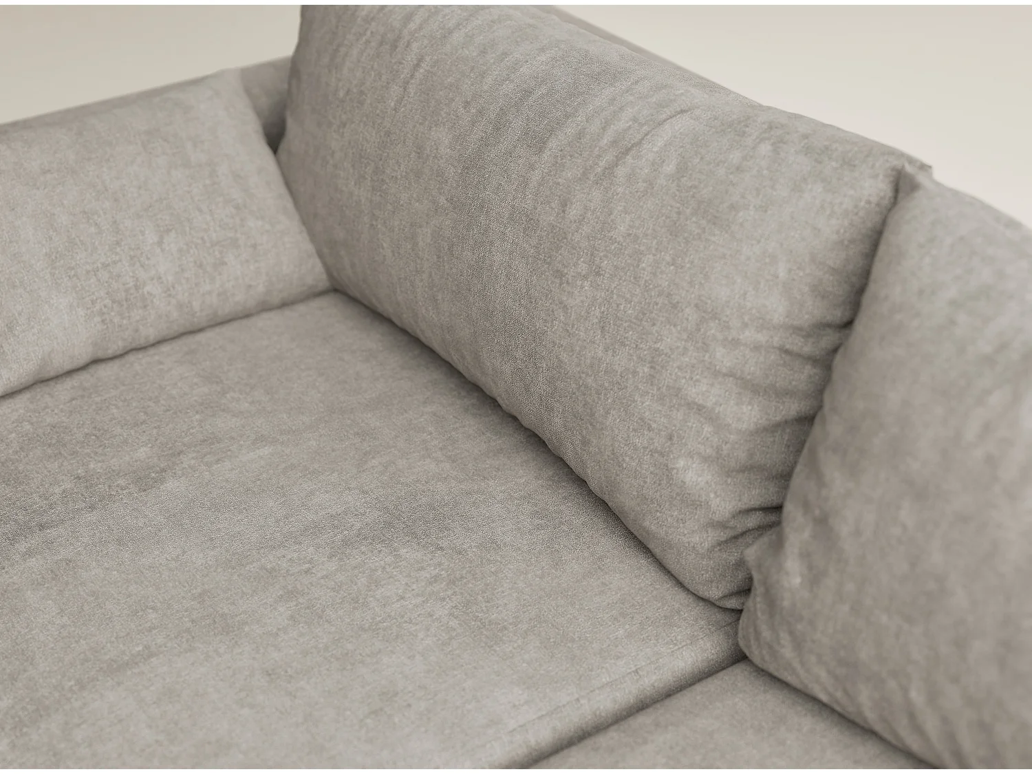 Canapé d'angle droit avec fonction lit en tissu chenille taupe LEON