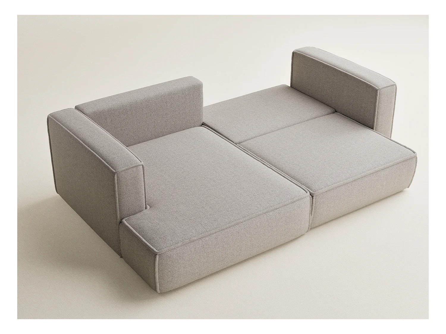 Canapé d'angle gauche avec fonction lit en tissu tressé beige foncé VELTO