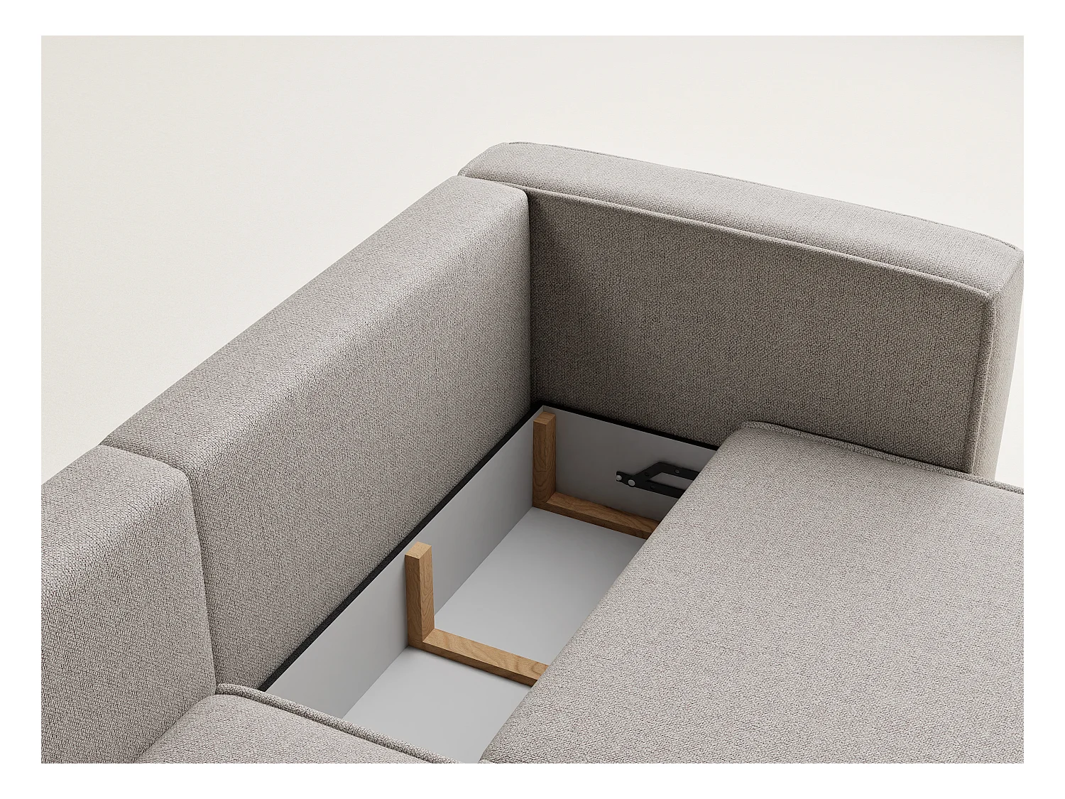 Canapé d'angle gauche avec fonction lit en tissu tressé beige foncé VELTO