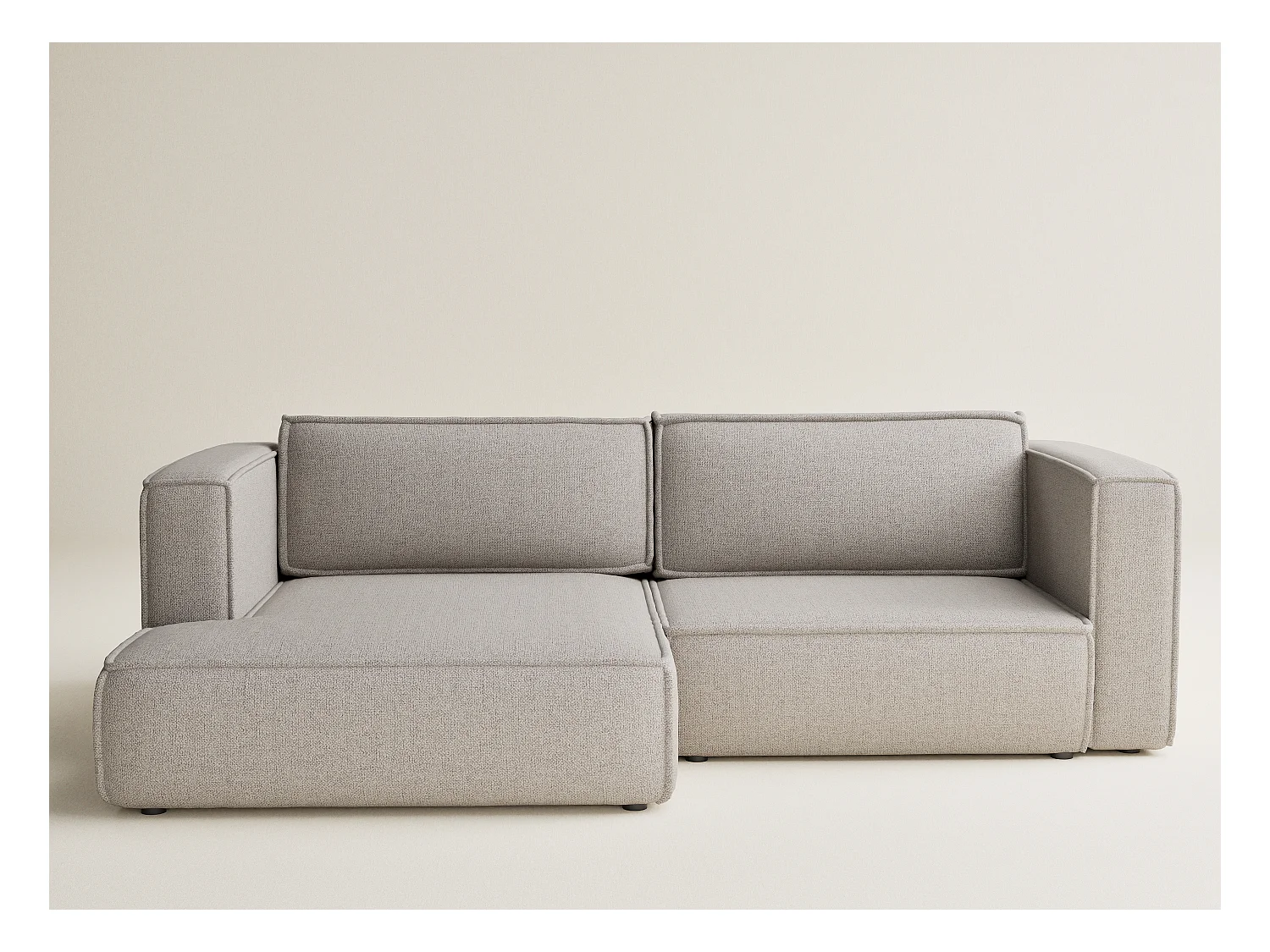 Canapé d'angle gauche avec fonction lit en tissu tressé beige foncé VELTO