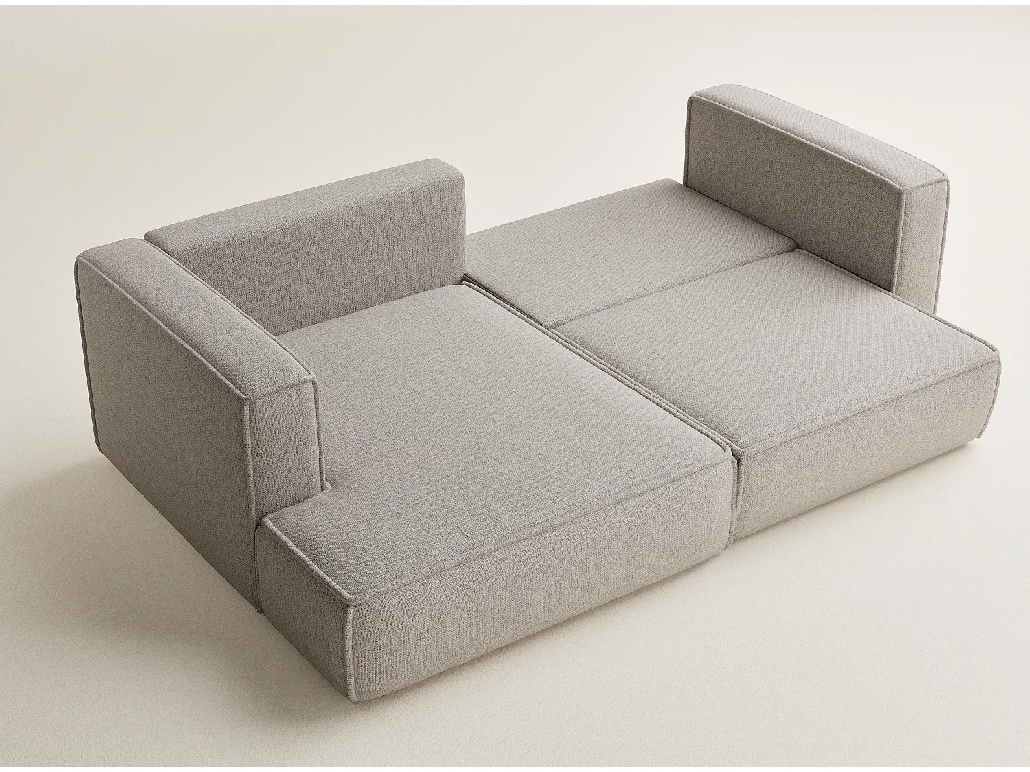 Canapé d'angle gauche avec fonction lit en tissu tressé beige foncé VELTO