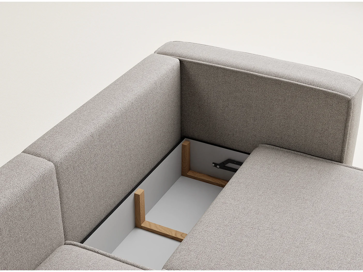 Canapé d'angle gauche avec fonction lit en tissu tressé beige foncé VELTO